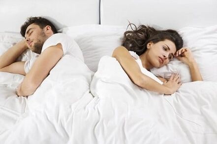 A man with weak potential and a disappointed woman in bed